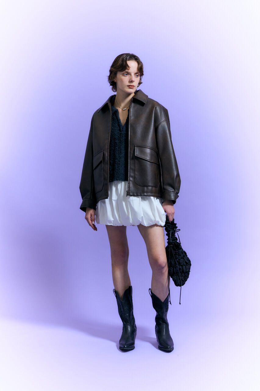 MOUSSY「FAUX LEATHER OVER ジャケット」|ブルゾン・スタジャン|