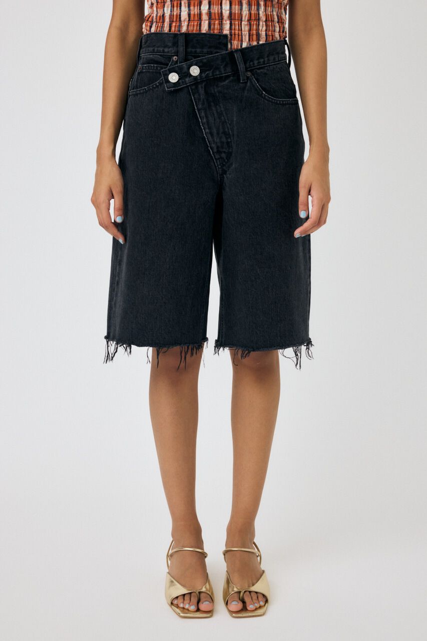 MOUSSY「CROSS WAIST ハーフパンツ」|デニム|