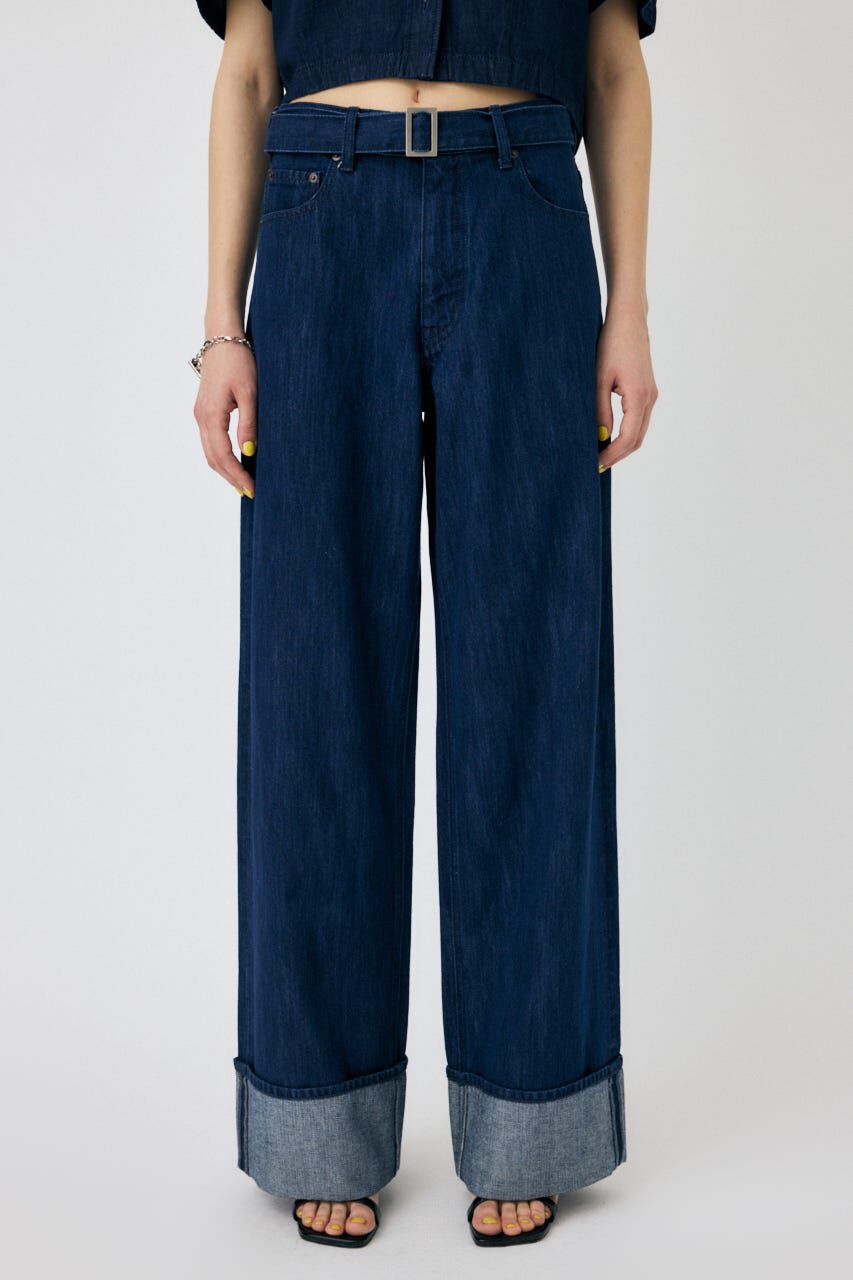 MOUSSY「BELTED WIDE ストレートデニム」|デニム|One Wash1