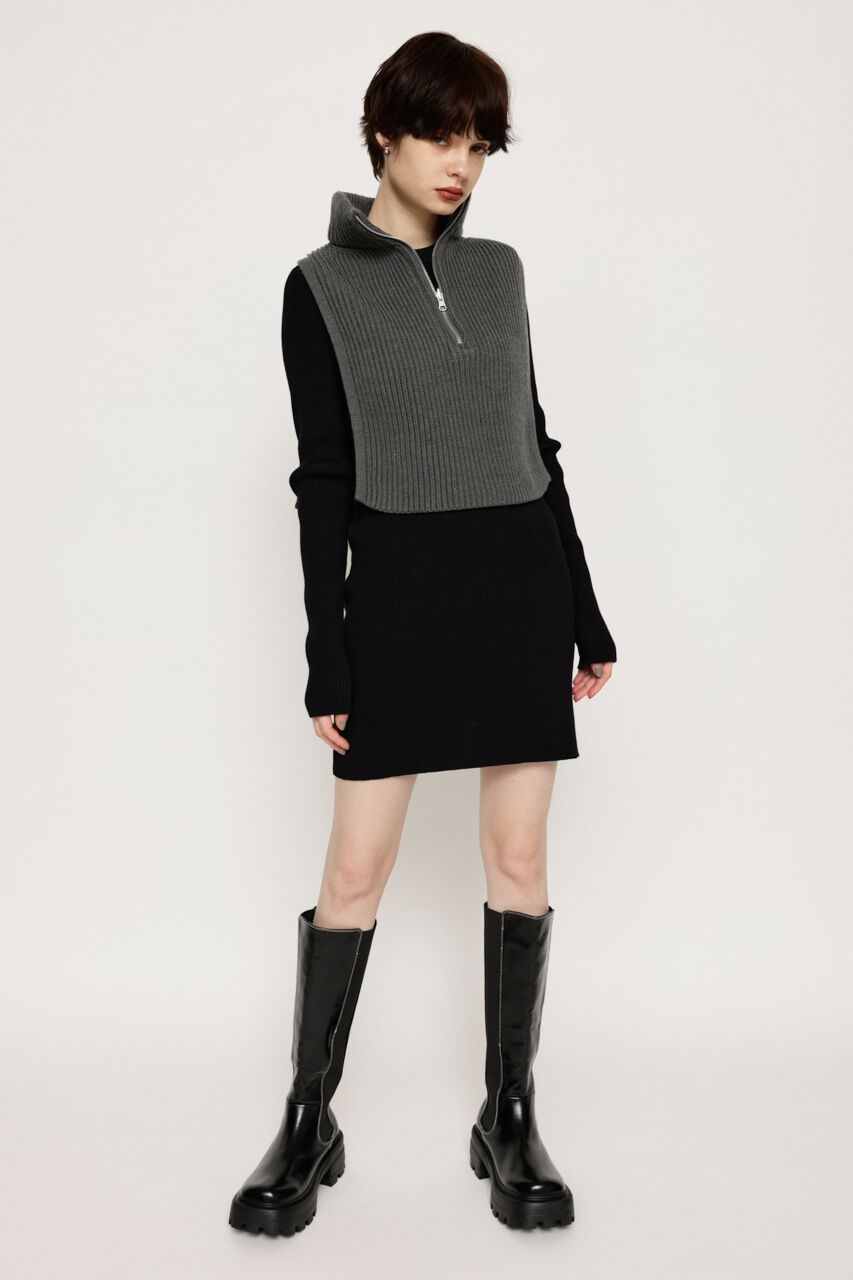 SLY「BI-COLOR RIB ショートワンピース」|ワンピース|