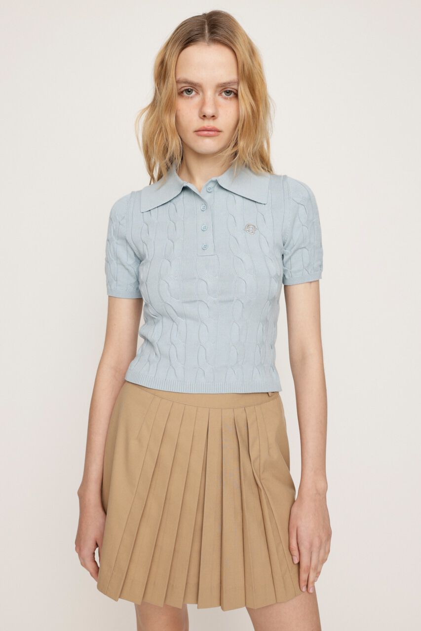 SLY「CABLE POLO KNIT トップス」|ニット・セーター|L/BLU1