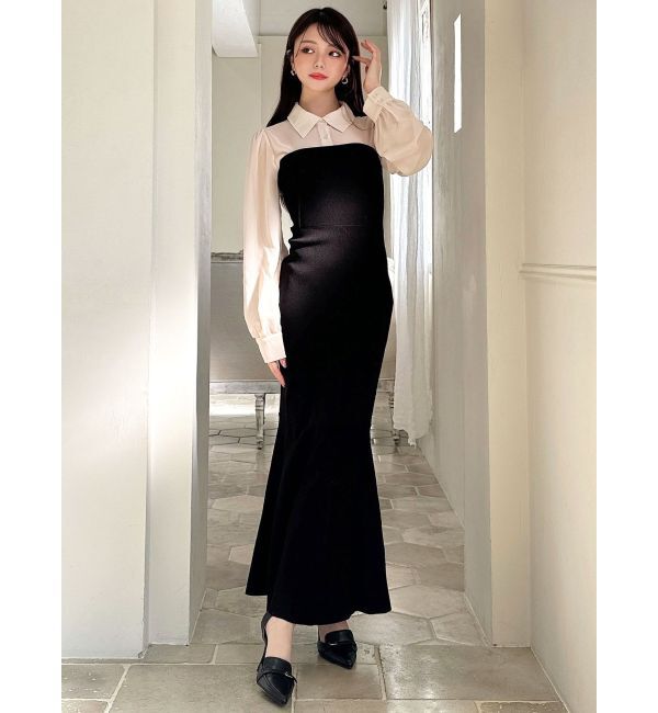 RESEXXY「シャツドッキングマーメイドニットワンピース」|ワンピース|