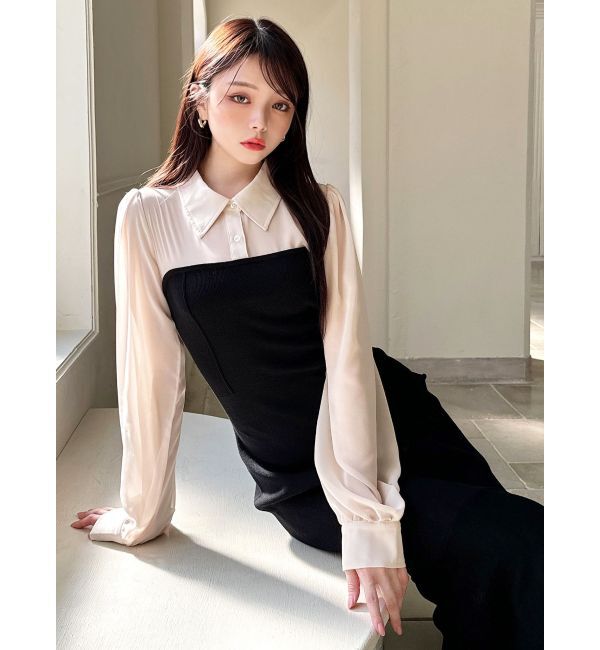 RESEXXY「シャツドッキングマーメイドニットワンピース」|ワンピース|