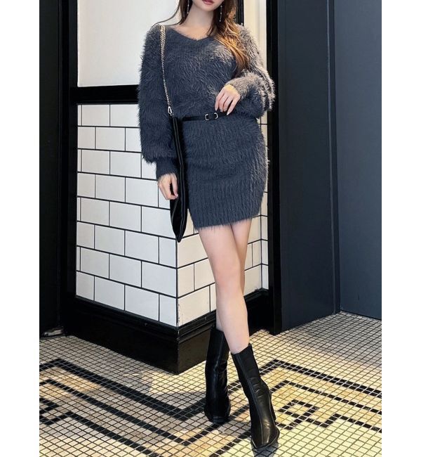 RESEXXY「シャギーミニワンピース」|ワンピース|ブルー