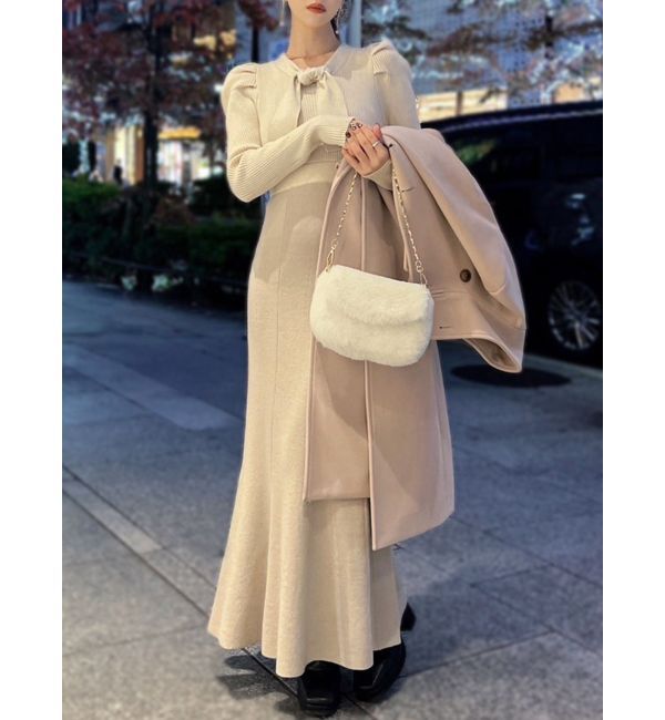 RESEXXY「ボウタイマーメイドニットワンピース」|ワンピース|アイボリー