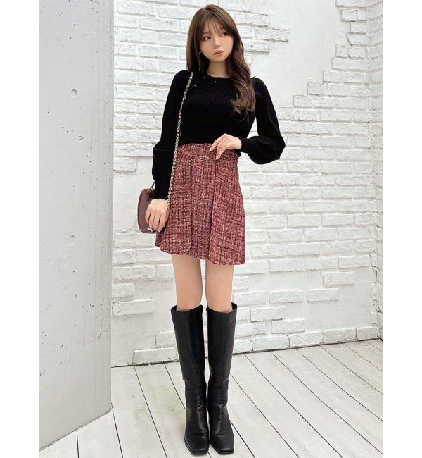 RESEXXY「ビジューサテンリボンニットトップス」|ニット・セーター|