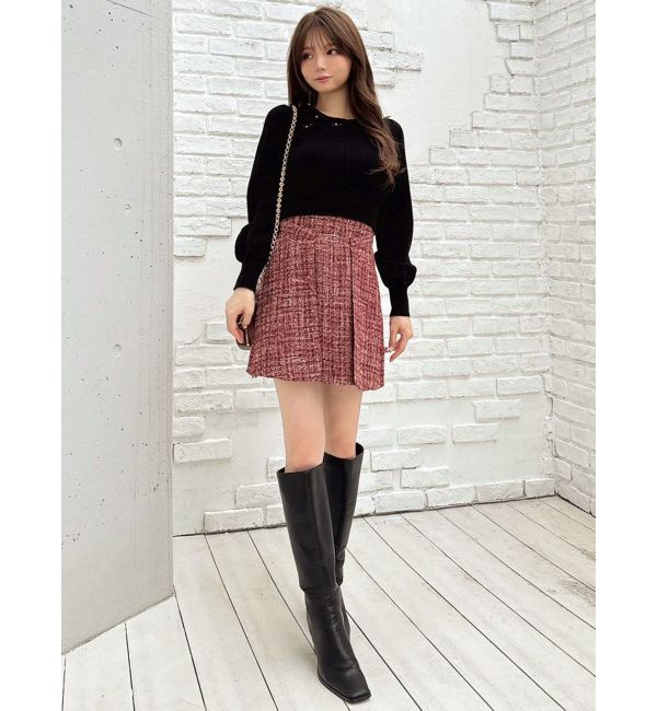 RESEXXY「ビジューサテンリボンニットトップス」|ニット・セーター|