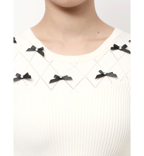 RESEXXY「ビジューサテンリボンニットトップス」|ニット・セーター|