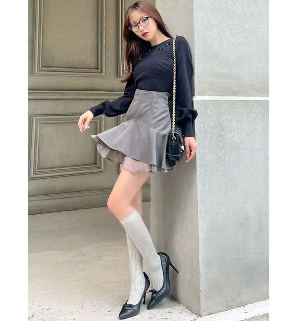 RESEXXY「ビジューサテンリボンニットトップス」|ニット・セーター|