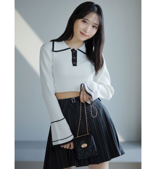 dazzlin「バイカラーポロニットトップス」|ニット・セーター|