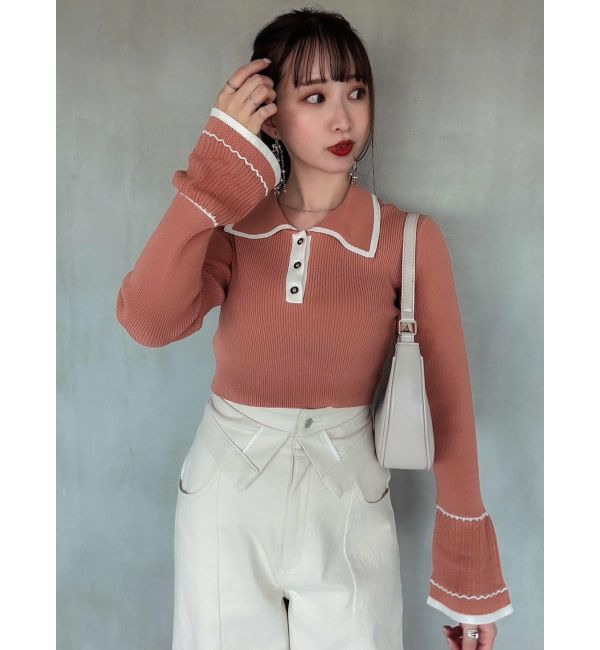 dazzlin「バイカラーポロニットトップス」|ニット・セーター|