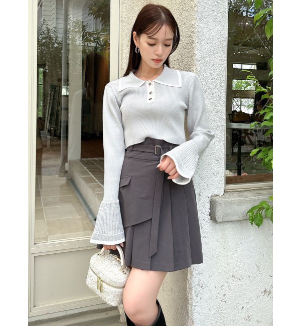 dazzlin「バイカラーポロニットトップス」|ニット・セーター|