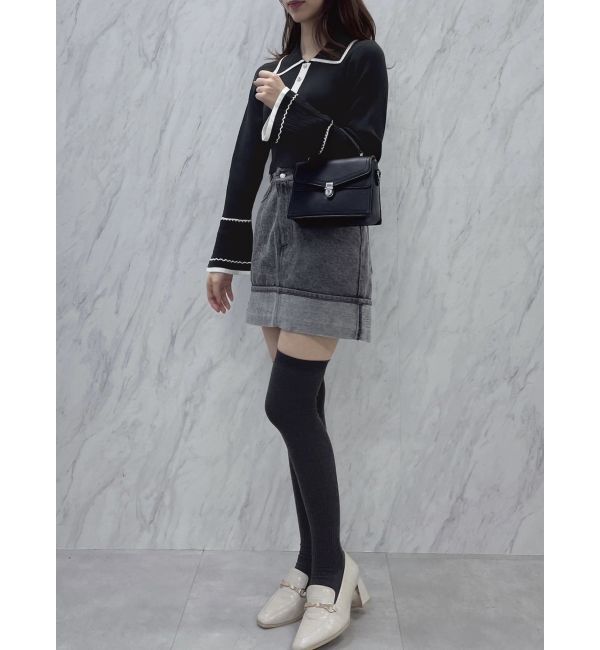 dazzlin「バイカラーポロニットトップス」|ニット・セーター|