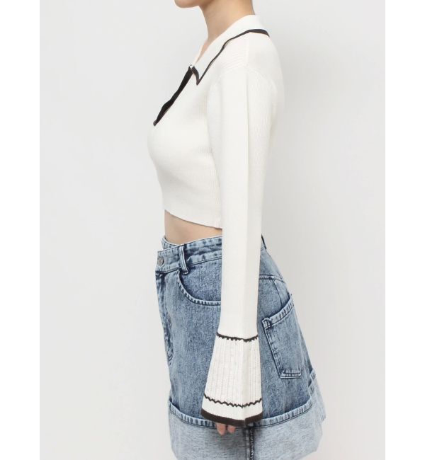 dazzlin「バイカラーポロニットトップス」|ニット・セーター|