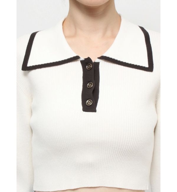 dazzlin「バイカラーポロニットトップス」|ニット・セーター|