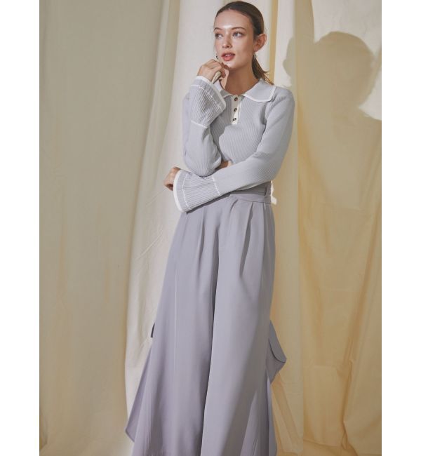 dazzlin「バイカラーポロニットトップス」|ニット・セーター|