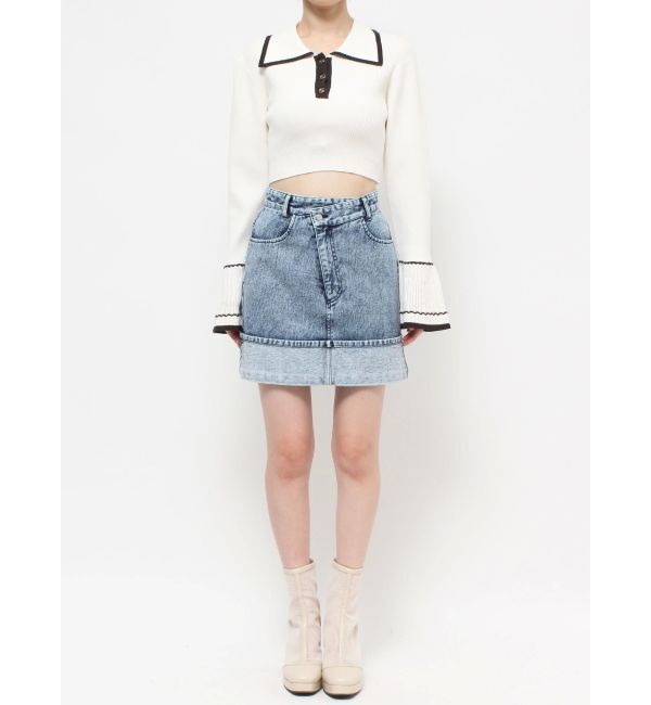 dazzlin「バイカラーポロニットトップス」|ニット・セーター|