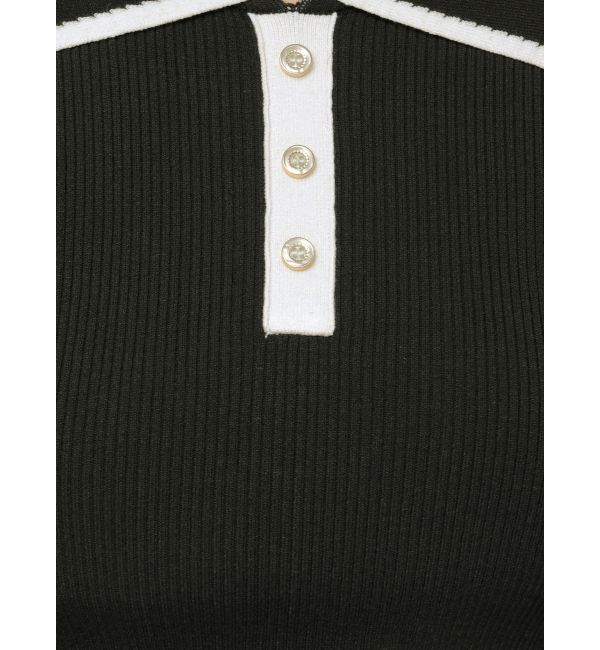 dazzlin「バイカラーポロニットトップス」|ニット・セーター|