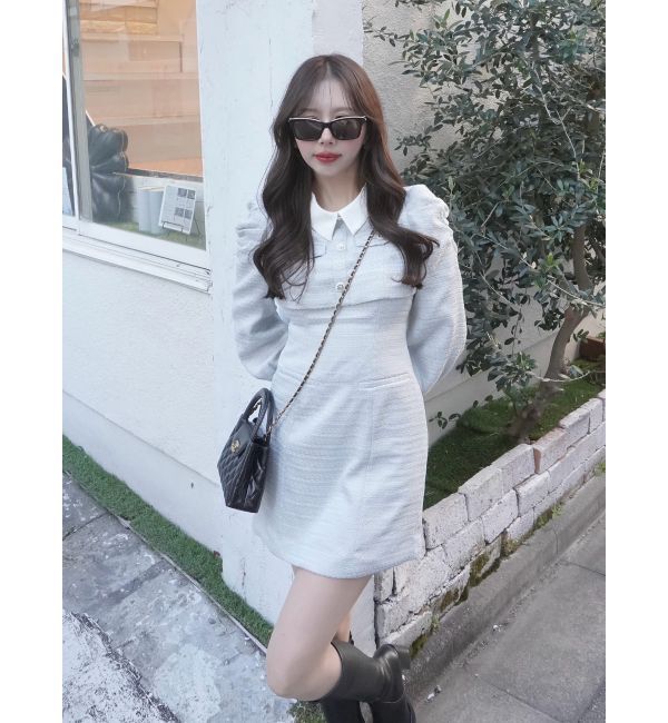 dazzlin「ツイードドッキングミニワンピース」|ワンピース|