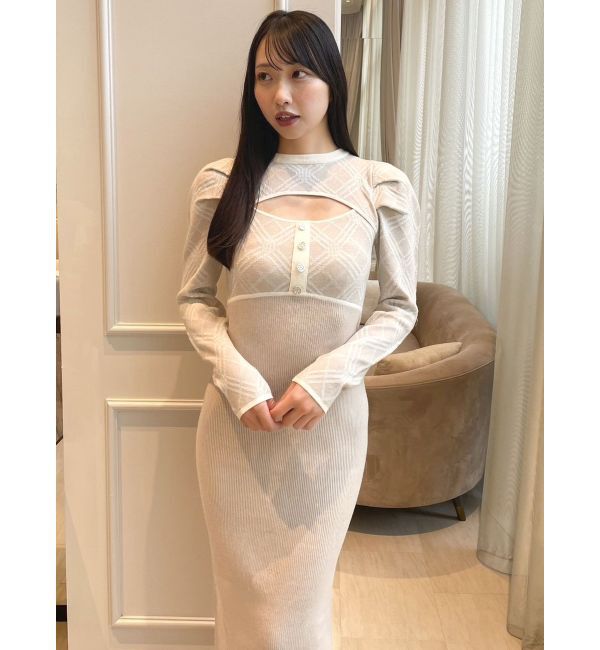 dazzlin「チェックジャカードドッキングニットワンピース」|ワンピース|