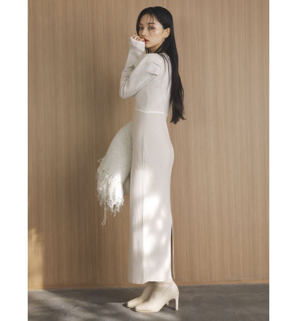 dazzlin「チェックジャカードドッキングニットワンピース」|ワンピース|