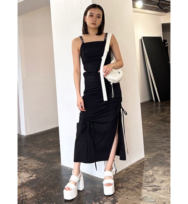 EMODA「ドローストリングナイロンマキシワンピース」|ワンピース|