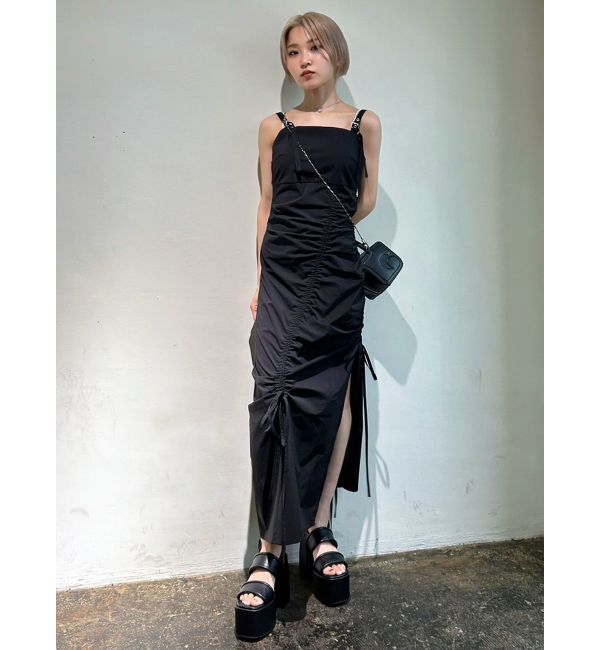EMODA「ドローストリングナイロンマキシワンピース」|ワンピース|