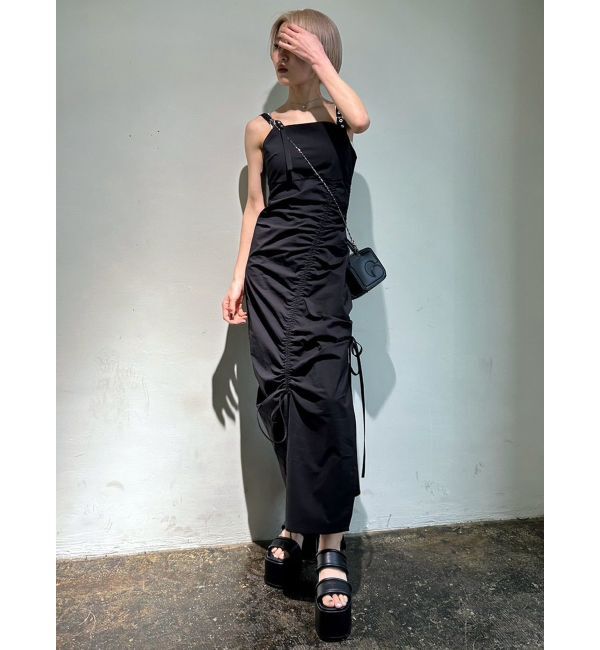 EMODA「ドローストリングナイロンマキシワンピース」|ワンピース|