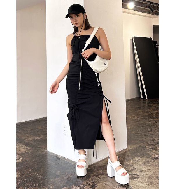 EMODA「ドローストリングナイロンマキシワンピース」|ワンピース|