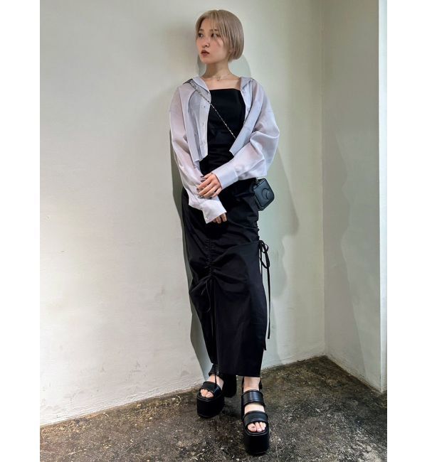 EMODA「ドローストリングナイロンマキシワンピース」|ワンピース|