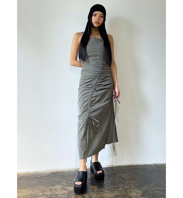 EMODA「ドローストリングナイロンマキシワンピース」|ワンピース|