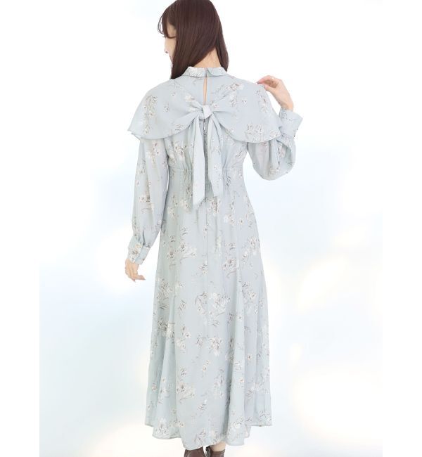 MERCURYDUO「バックノットリボンフラワーワンピース」|ワンピース|ミントグリーン