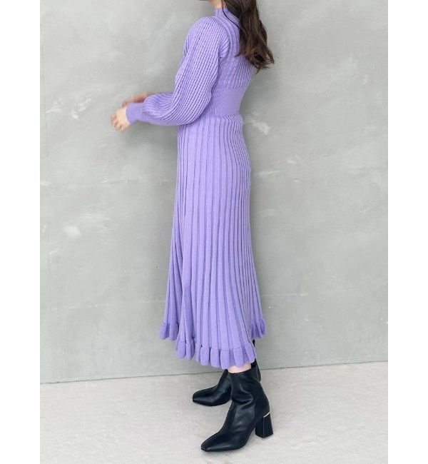 MERCURYDUO「ケーブルプリーツフレアニットワンピース」|ワンピース|