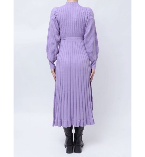 MERCURYDUO「ケーブルプリーツフレアニットワンピース」|ワンピース|