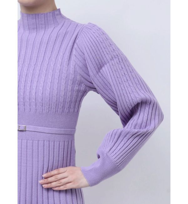 MERCURYDUO「ケーブルプリーツフレアニットワンピース」|ワンピース|