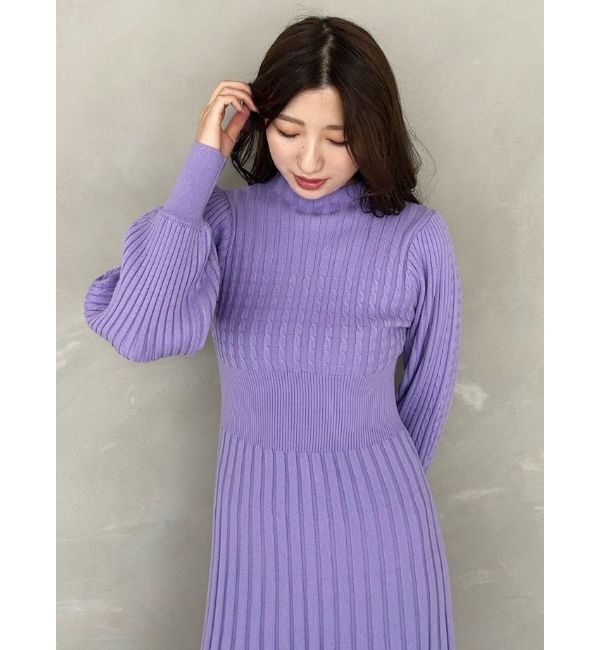MERCURYDUO「ケーブルプリーツフレアニットワンピース」|ワンピース|