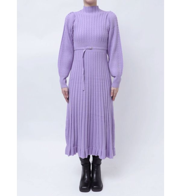 MERCURYDUO「ケーブルプリーツフレアニットワンピース」|ワンピース|