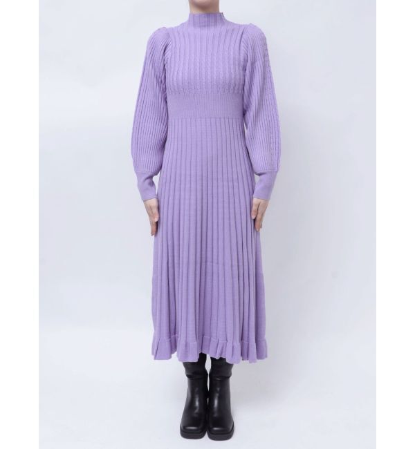 MERCURYDUO「ケーブルプリーツフレアニットワンピース」|ワンピース|
