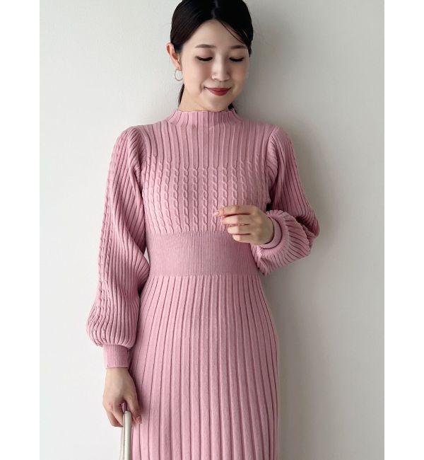 MERCURYDUO「ケーブルプリーツフレアニットワンピース」|ワンピース|