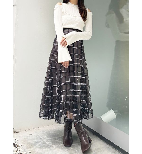 MERCURYDUO「ショルダースリットナローストラップニット」|ニット・セーター|