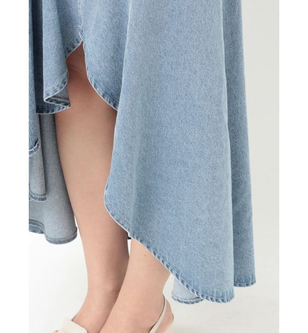 MERCURYDUO「デニムイレギュラーヘムフレアスカート」|スカート|