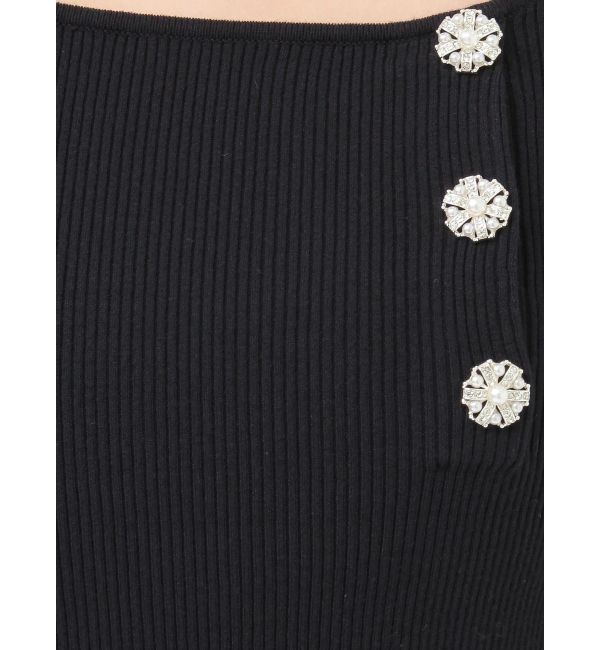 MERCURYDUO「サイドビジューボタンパフスリーブニット」|ニット・セーター|