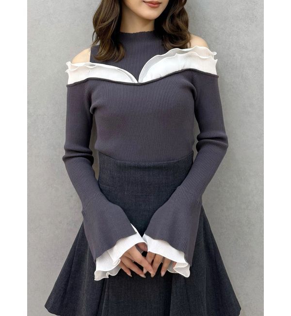 MERCURYDUO「プリーツフリル使いニット」|ニット・セーター|