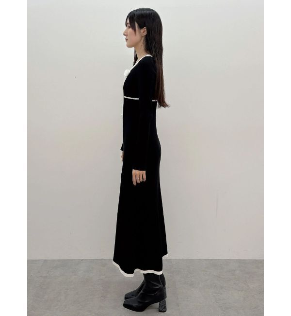 MERCURYDUO「バイカラーリボンリブニットワンピース」|ワンピース|