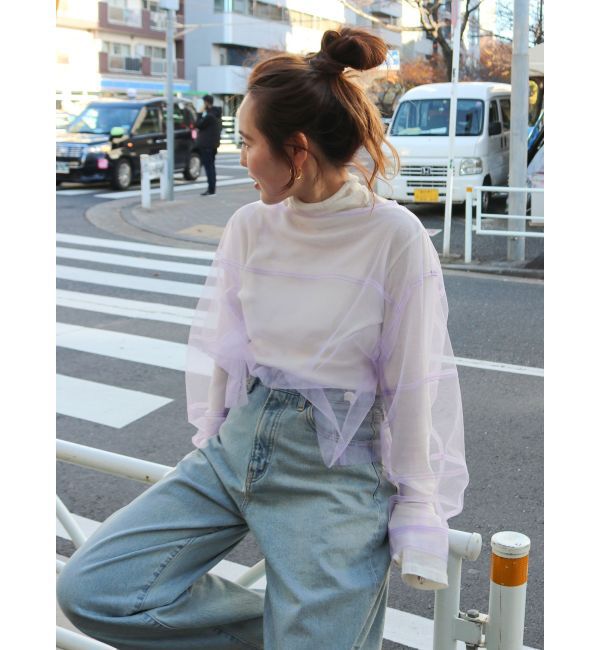 Ungrid「チュールシアールーズトップス」|シャツ・ブラウス|パープル