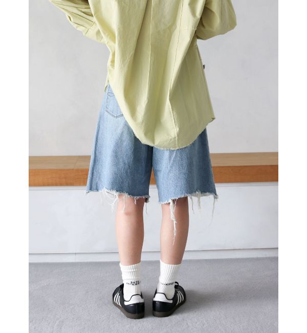 Ungrid「クラッシュデザインデニムハーフパンツ」|デニム|