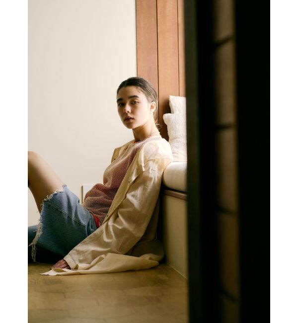 Ungrid「クラッシュデザインデニムハーフパンツ」|デニム|