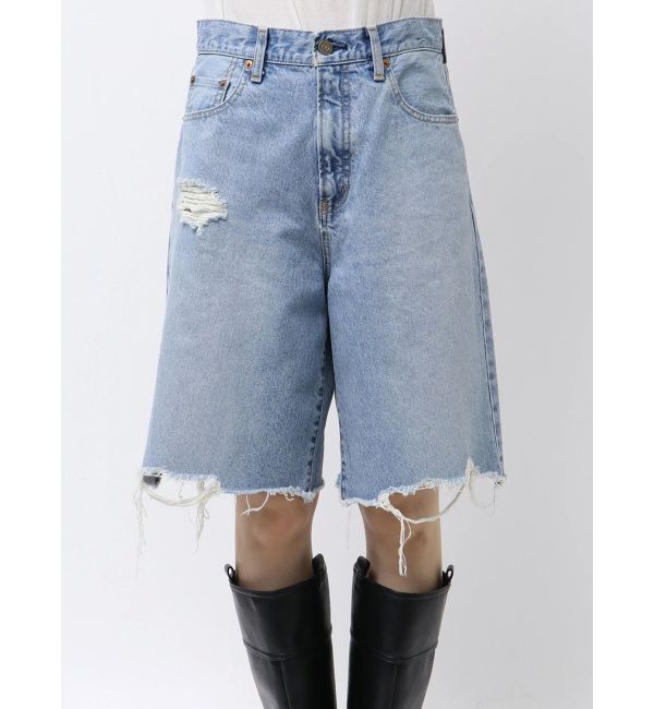 Ungrid「クラッシュデザインデニムハーフパンツ」|デニム|