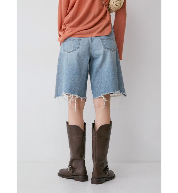 Ungrid「クラッシュデザインデニムハーフパンツ」|デニム|