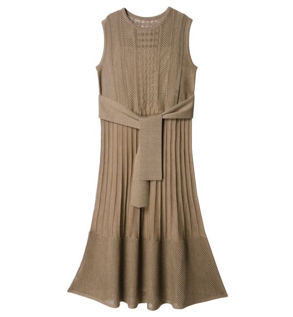 LAGUNAMOON「ストライプメッシュニットワンピース」|ワンピース|ブラウン